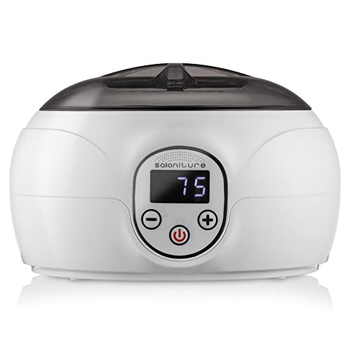Saloniture Professional Wax Warmer Machine for Hair Removal with Digital Display for Home, Spa, or Salon - Black Lid