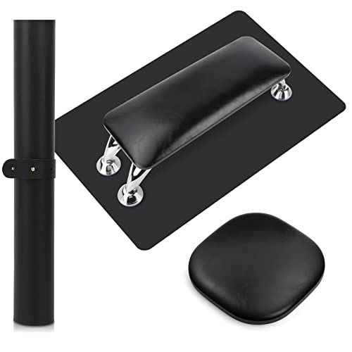 Nail Arm Rest for Acrylic Nails with Table Mat Elbow Pad, Microfiber Leather Nail Hand Elbow Rest Stand for Nails, Soft Hand Pillow Cushion Set, Sponge Nail Pillow for Salon Nail Art Tech Use (Black)
