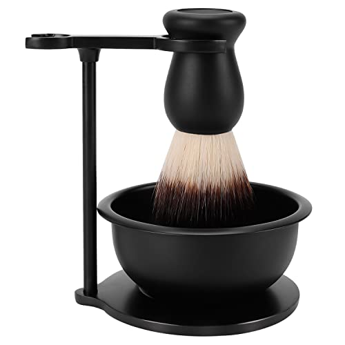 SANWA Deluxe Heavyweight Razor Stand and Stainless Steel Shaving Soap Bowl with Shaving Brushes, Compatible with Gillette Fusion, Mach 3, Butterfly Double Edge Safety Razors