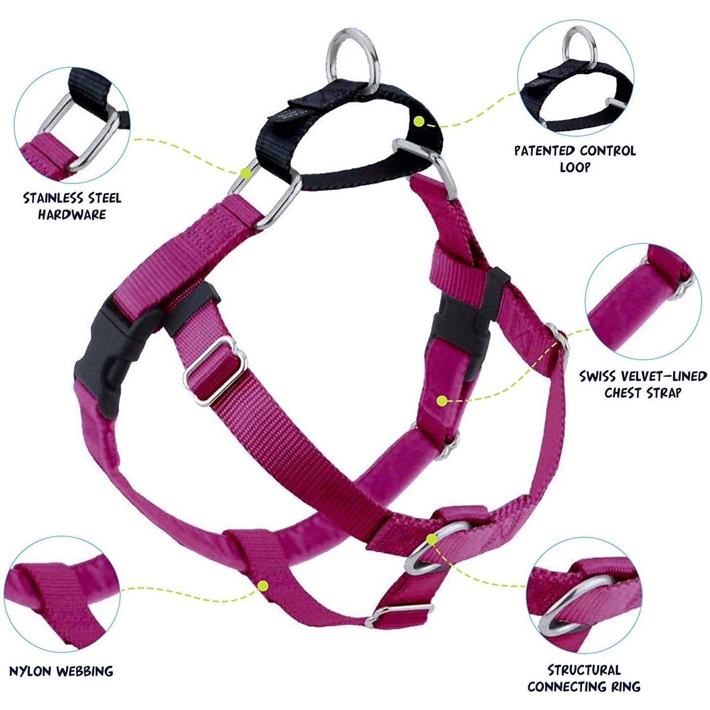 Freedom No-Pull Dog Harness Raspberry
