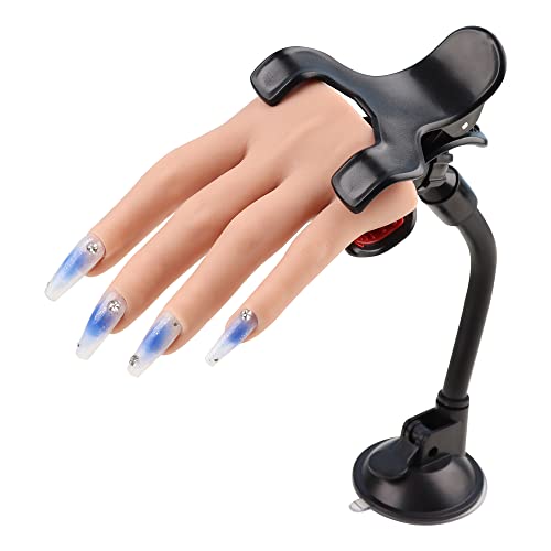Nail Hand Practice Silicone Female Mannequin Life Size Hand as Sketch Nail Practice Hands Jewelry Ring Glove Watch Display with Table Clip