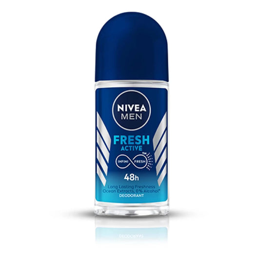 Nivea Men Anti Perspirant Roll On, Fresh Active Longlasting Freshness Ocean Extracts, 48 Hour Protection, 1.7 Ounce (Pack of 3)