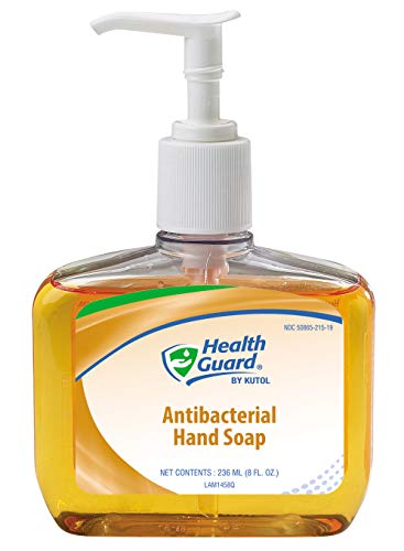 Health Guard 5019 Antibacterial Hand Soap, 8 oz. Pump Bottle, Amber with Citrus Spice Scent (Pack of 12)