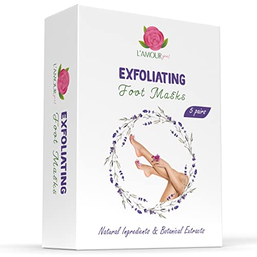 L'AMOUR yes! Exfoliating Foot Peeling Masks | Feet Peeling Mask Peels Away Dead Skin & Removes Calluses | Baby Feet Foot Peel | Premium Quality Feet Masks | 5 Pairs