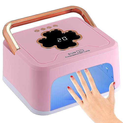 MICJIASD UV LED Nail Lamp,Gel Nail Polish UV Light for Nails 228W UV Dryer with 4Timer Settings and with Automatic Sensor (Pink)
