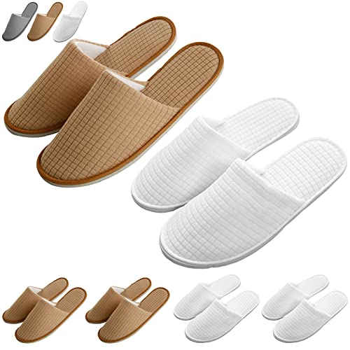 QENIN SPA Slippers 6 Pairs Disposable Hotel Slippers Guests Slippers for Women Men Washable Reusable Soft Cushion Non-slip Slides Slippers