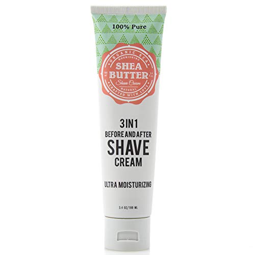 Organic SCA 100% Pure Organic Shaving Cream | 3-in-1 Before and After Shave Gel | Sensitive Skin Shaving Cream With No Irritation | Natural Hair Removal Cream For Women Men (3.4 oz, 100 ml)