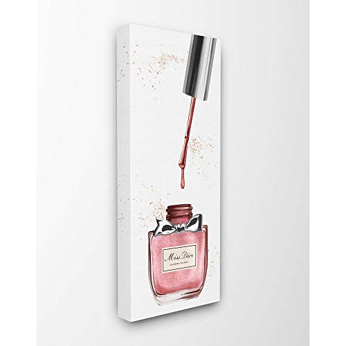 Stupell Industries Makeup Nail Polish Brush Pink Silver Fashion, Design by Artist Ziwei Li Wall Art, 13 x 30, Canvas