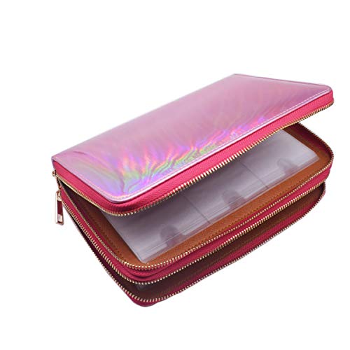 Nail Art Stamp Supply Organizer,Rainbow Stamping Plate Holder Case for Round Square Rectangular Nail Stencils, 216 Slots Stamping Plate Organizer