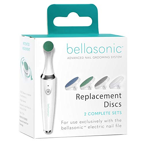 Replacement Discs for Bellasonic 4-in-1 Rechargeable Electric Nail File Set with Unique Oscillating Head – Shape, Smooth, Buff & Shine Nails | Remove Cuticles & Calluses (2 Sets)