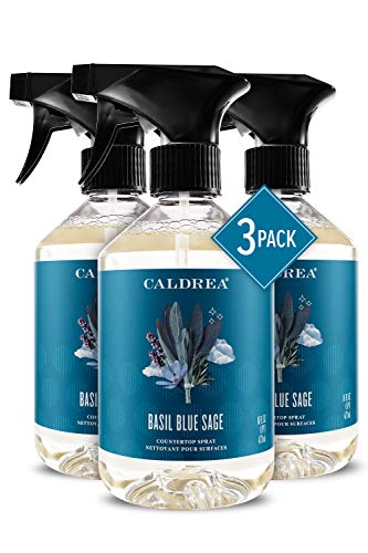 Caldrea Multi-surface Countertop Spray Cleaner, Made with Vegetable Protein Extract, Basil Blue Sage, 16 Fl Oz (Pack of 3)