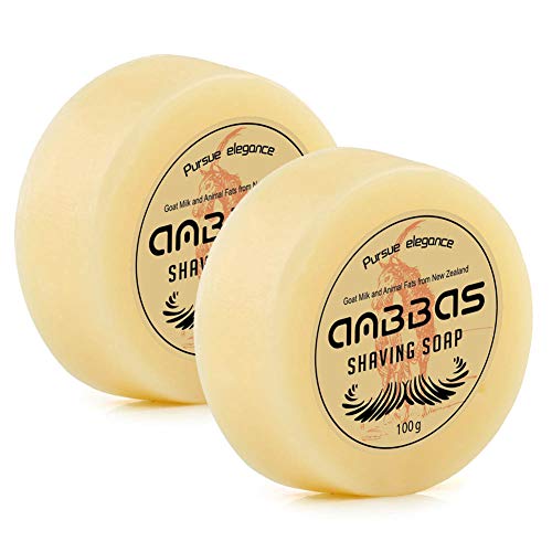 Anbbas Shave Soap Goat Milk 100g 3.5OZ from New Zealand for Beard Barber Traditional Wet Shaving (2pcs, 7 oz)