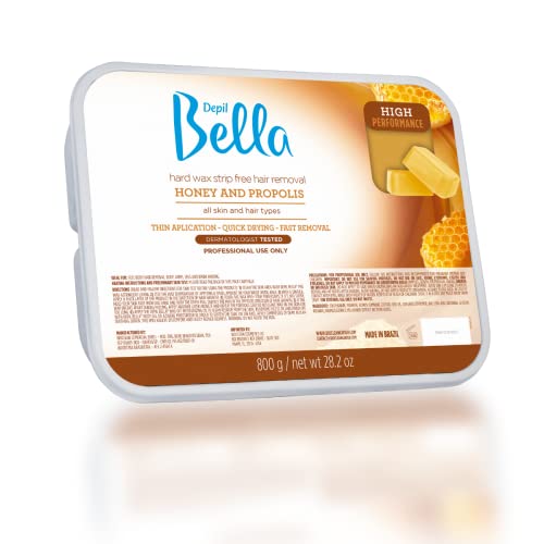 Depil Bella Hard Wax Honey | Professional Hair Removal Wax with Honey and Propolis | 28.2oz | High-Performance Honey Wax | Quick Dry, Fast and Strip-Free Removal | For All Skin and Hair Types