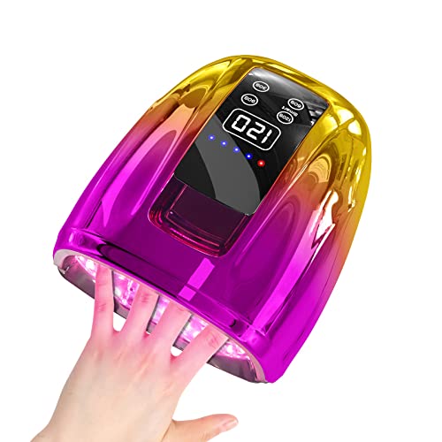 MINI LOP Cordless UV LED Nail Lamp, 90W Gel Nail Lamp Rechargeable Professional Nail Dryer UV Lights for Nails with Auto-Sensor 4 Timer (Purple Golden)