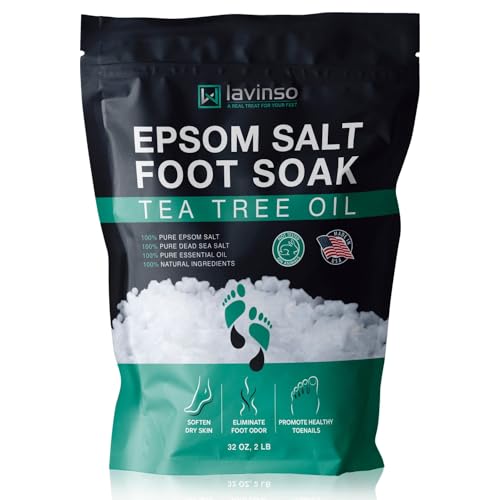 Tea Tree Oil Foot Soak with Epsom Salt - Made in USA - for Toenail Health, Athletes Foot, Stubborn Foot Odor, Softens Calluses & Soothes Sore Tired Feet - 2 LB