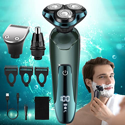 New Upgrade Electric Razor for Men,Electric Shavers for Men Cordless Rechargeable 3D Rotary Men Shaver,Wet/Dry Mens Shaver,Waterproof Mens Razor for Shaving Gifts for Husband, Dad,Boyfriend