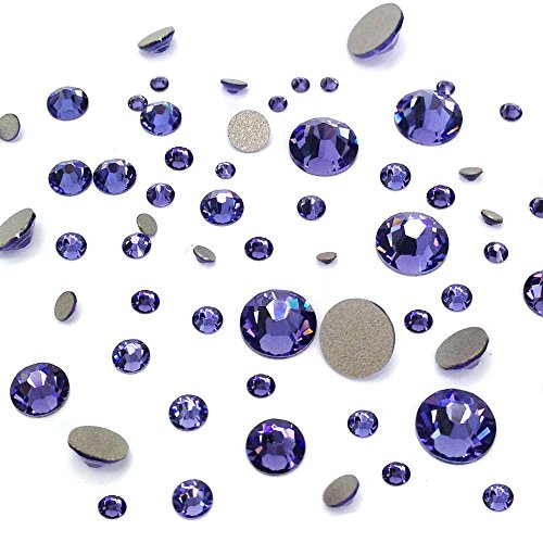 TANZANITE (539) purple violet 144 pcs Swarovski 2058/2088 Crystal Flatbacks purple rhinestones nail art mixed with Sizes ss5, ss7, ss9, ss12, ss16, ss20, ss30