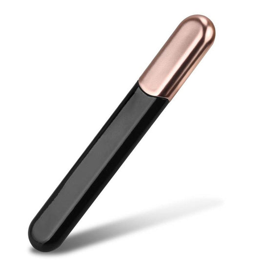 Premium Glass Nail File with Case, Crystal Diamond Salon Best Beauty Nail Buffer for Natural and Acrylic Nails Christmas Gift for Woman and Man,Black Gold