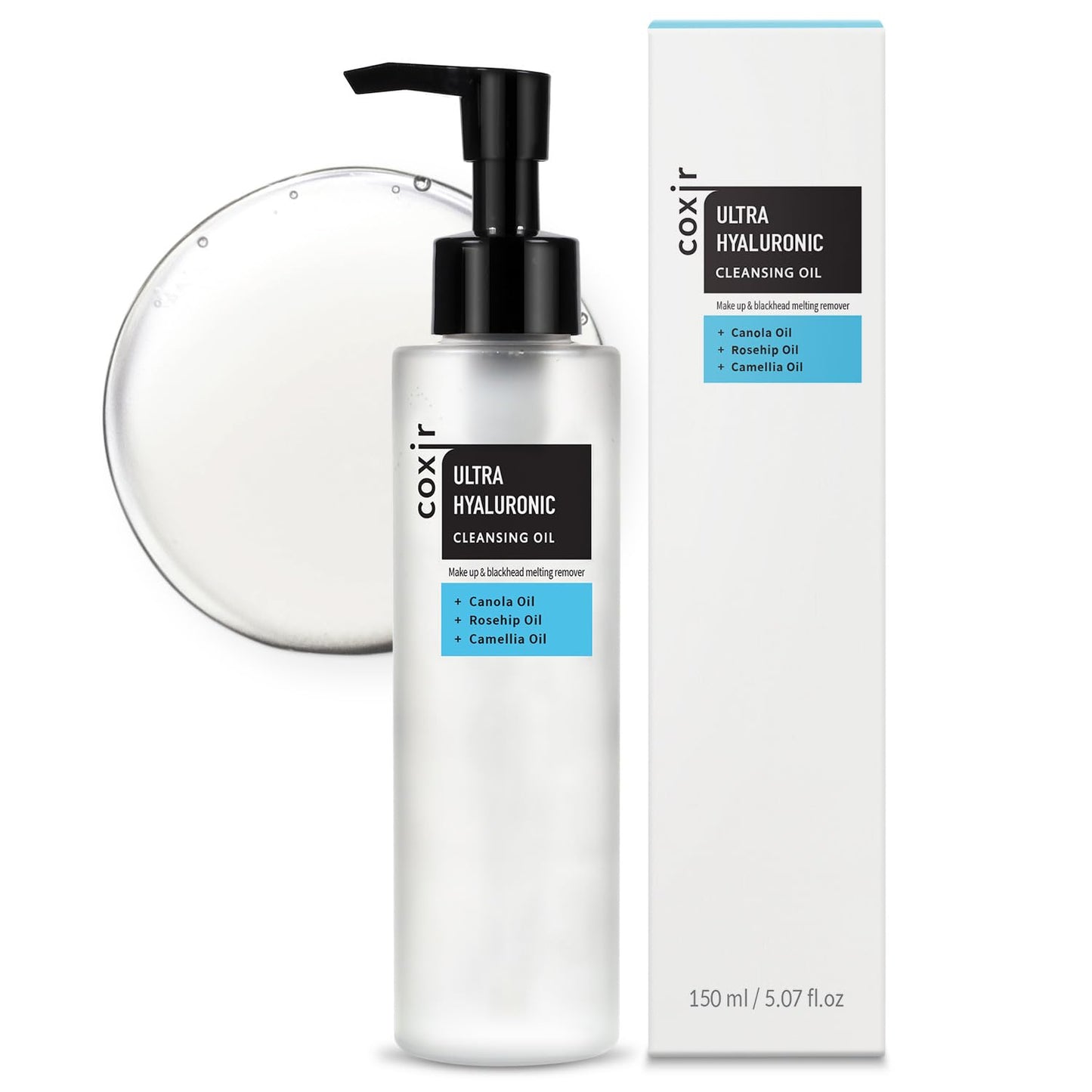 COXIR] ULTRA HYALURONIC CLEANSING OIL [5.07 Fl.oz(pack of 1)] / Korean Facial Cleanser, Blackhead Makeup Removal with Hyaluronic Acid, Cruelty Free, No Mineral Oil
