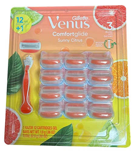 Gillette Venus Comfort Glide Sunny Citrus Women's Razor Plus 12 Blade Refills