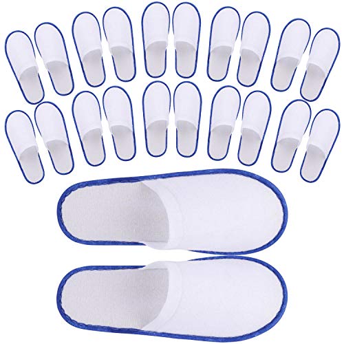 Tbestmax 24 Pair Spa Flip Flops Disposable Slippers for Hotel Guests Women, Men Closed Toe Super Comfort Blue