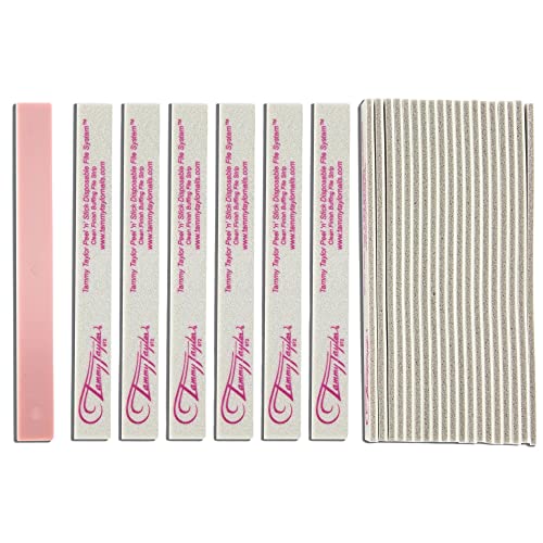 Tammy Taylor Peel ‘N’ Stick Clean Finish Buffer | Natural Nail Buffing File for Fingernails and Toenails | Sanitary, Replaceable, Durable Cloth Material | 25 Pack