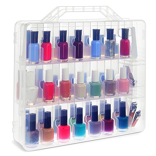 Glamlily 48 Bottle Nail Polish Holder, Organizer Caddy Clear Storage Case (Acrylic, 13.78 x 13.39 x 3.15 in)