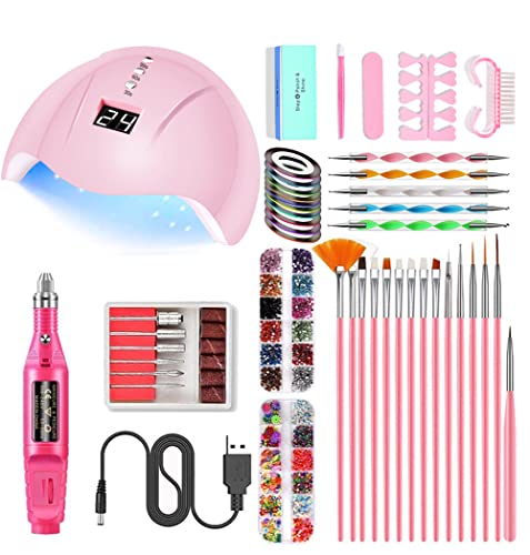 Portable UV Lamp LED Dry Nail Kit Manicure Nail Tool Set,Practical Nail Art Set,Electric Nail Drill with UV LED Nail Light ,3D Art Acrylic Nail Tools