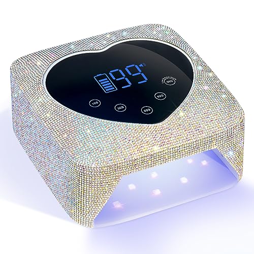 CHRISTINE SHELLY UV LED Nail Lamp 72W Rechargeable Sparkly Wireless Nail Dryer Gel Polish Light with 4 Timer Setting Professional Quick Dry Curing Lamp with Display Auto Sensor for Salon & Home