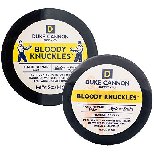 Duke Cannon Supply Co. Bloody Knuckles Hand Repair Balm - For Working Hands, Moisturizing Lotion Cream for Dry Skin, Non-Greasy, Scent Free, 5 oz plus 1.4oz, set of 2