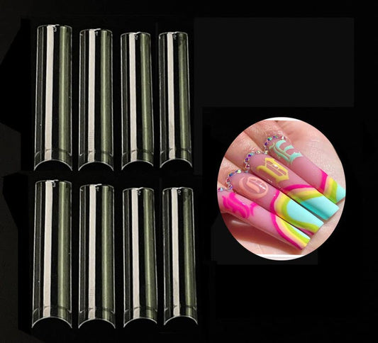 No C curve XXL Square Nail tips size 4,5,6,7 , 600pcs per bag Clear Acrylic Nails Square Shape Nail Tips SITELENABY Flattened Half Cover False Nails for Salon&Home DIY French ABS Nail Art Tips(size