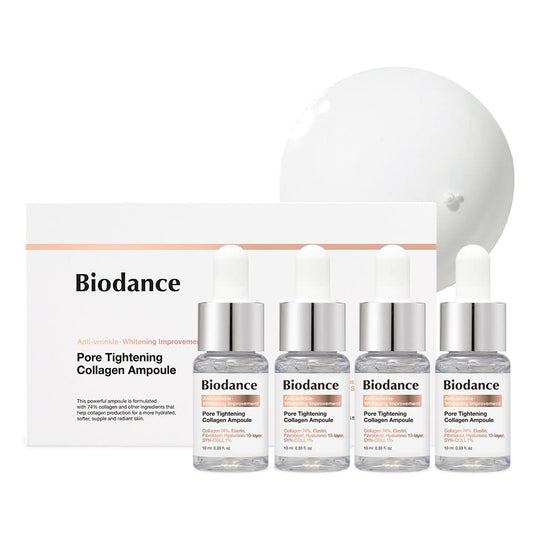 Biodance Pore Tightening Collagen Ampoule | Korean Collagen Serum for Face, Pore Minimizing & Anti Aging Face Serum for Women | 0.34 fl. oz x 4 ea