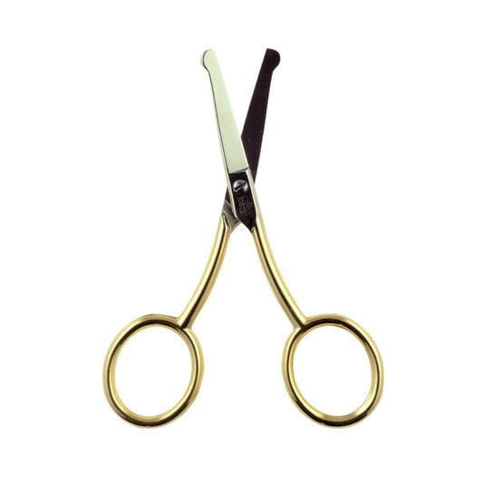 Camila Solingen CS06 Professional Hypoallergenic Gold Plated Rounded Safety Tip Scissors for Facial, Body & Nostril Hair. for Men Women & Kids. Made of Durable Stainless Steel in Solingen, Germany