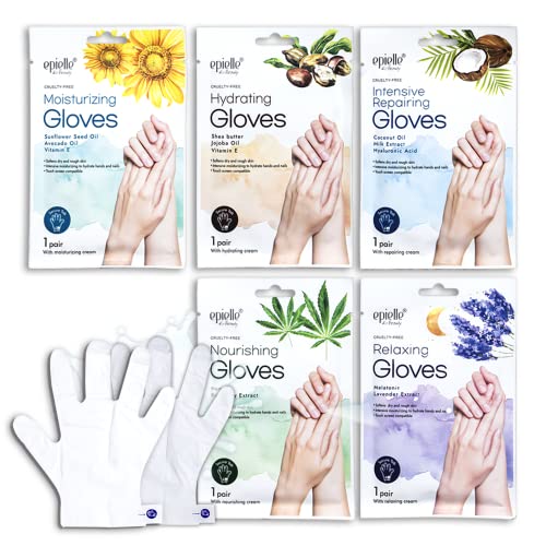 epielle New Moisturizing Socks and Gloves for Hand and Foot Care | Assorted 5 Pairs Gloves (Gloves 5 Pairs) Stocking Stuffers!! Thanksgiving Gift Stocking Stuffer