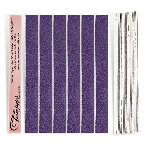 Tammy Taylor Peel N' Stick Purple Terminator 100g File | Professional, Salon Grade Manicure File | Washable & Disinfectable with Emery Board | 25 Pack