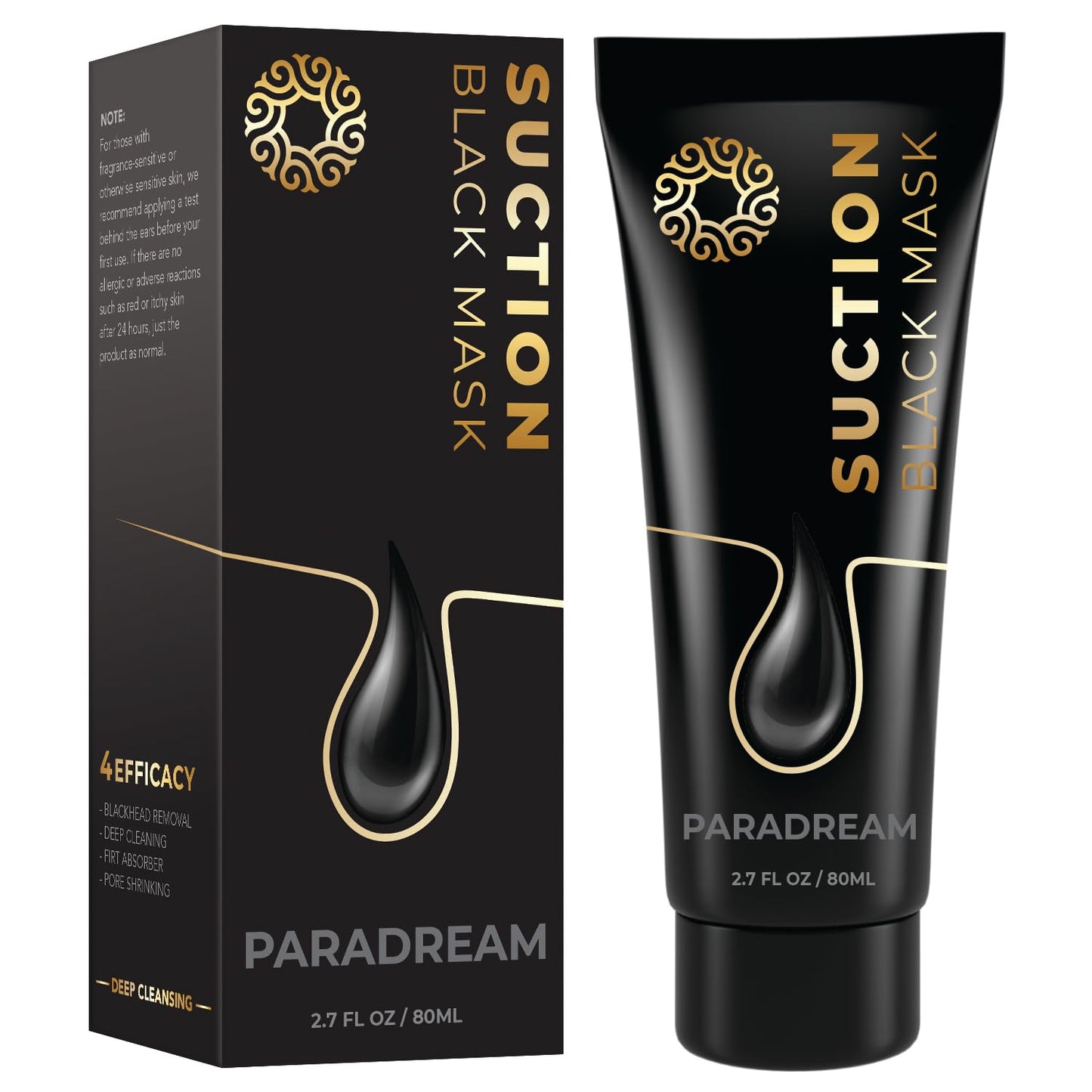PARADREAM PRO Blackhead Remover Mask, Charcoal Face Mask for Black Head Remover, Blackhead Peel Off Face Mask Pore Cleaner Helps Men & Women Face Skin Care - Gold 80mL (Gold)