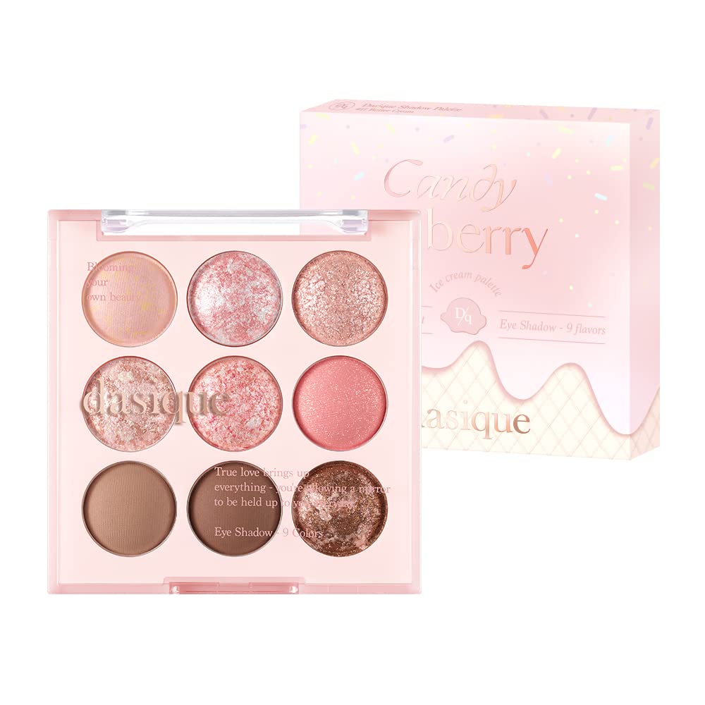 dasique Shadow Palette #19 Candy Berry l Vegan, Cruelty-Free l 9 Blendable Shades in Smooth Matte and Shimmer Finishes with Gorgeous Pearls