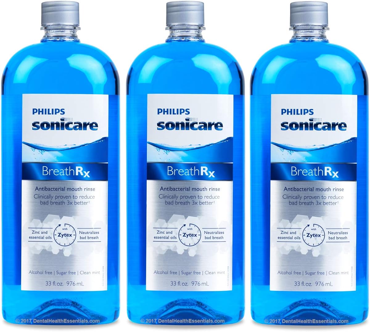 Phillips sonicare BreathRx Anti-Bacterial Mouth Rinse, 3 Bottle Economy Pack (Each Bottle is 33 oz)