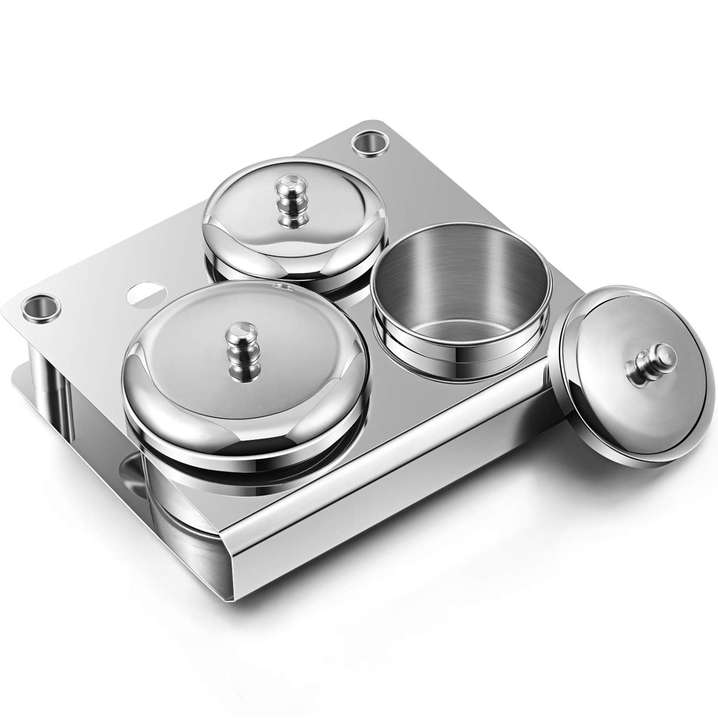 3 Pieces Acrylic Liquid Container Stainless Steel Acrylic Liquid Powder Cup Stainless Steel Nail Powder Holder Container with Lids for Nail Design Tools