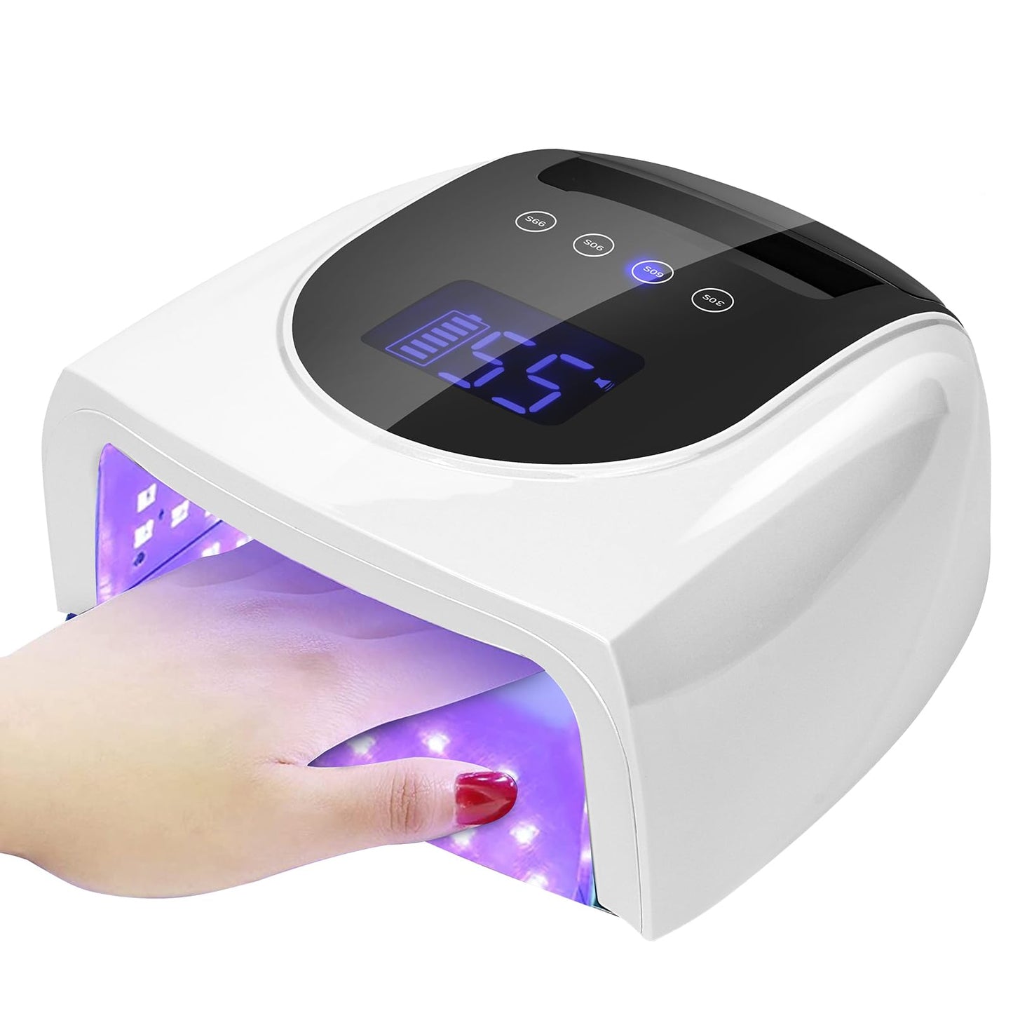 UV Nail Lamp, Rechargeable UV LED Nail Lamp, 96W Cordless UV Light for Nails, Nail Dryer with 4 Timer Setting LCD Display Auto Sensor Curing Lamp for Gel Polish Nail Salon & Home Nail Supplies