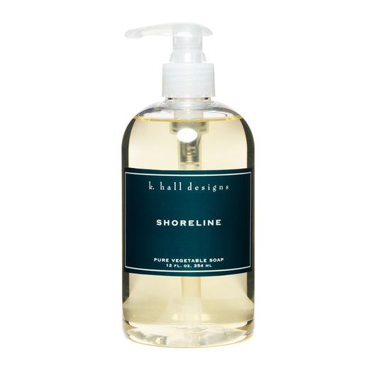 K. Hall Designs Shoreline Liquid Hand Soap, Tranquil Ocean-Inspired Scent, Natural Liquid Soap for Bathroom & Kitchen, Plant-Based Formula, 12 fl oz