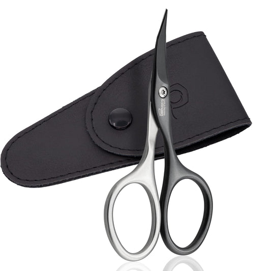 marQus Solingen INOX Titanium self sharpening Nail and Cuticle Scissors, fine, curved and sharp in handy case Precision Scissors, Nail Scissors Germany - Pedicure Beauty Grooming Kit for Nail, Eyebrow