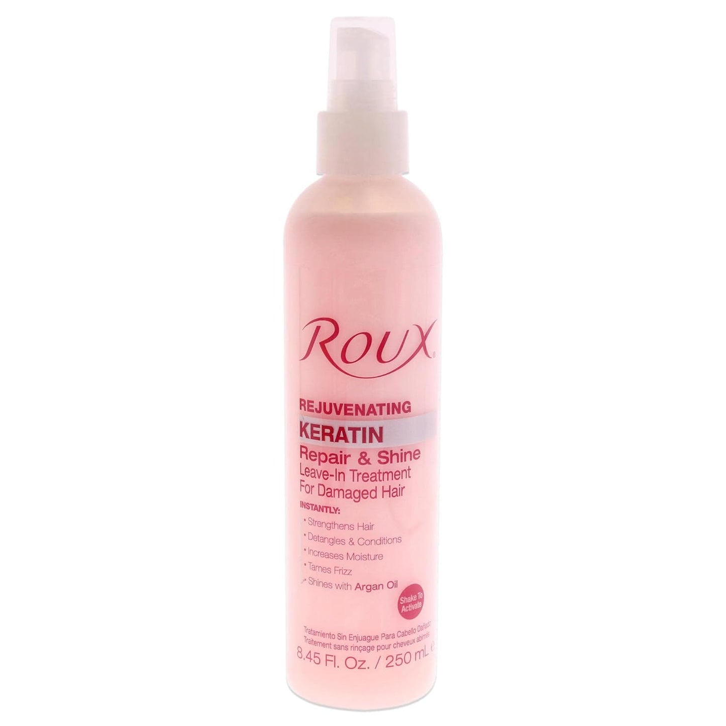 Roux Argan Oil Keratin Repair & Shine Leave in Treatment, Rejuvinating Formula for Damaged Hair, 8.45 Fl Oz