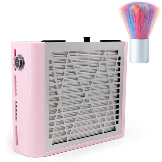 AONOLOVO Nail Dust Collector, Upgraded Powerful Nail Vacuum Dust Collector Nail Dust Extractor Fan Manicure Tools for Acrylic Nails Extension Gel Removal, with Nail Dust Brush, Pink