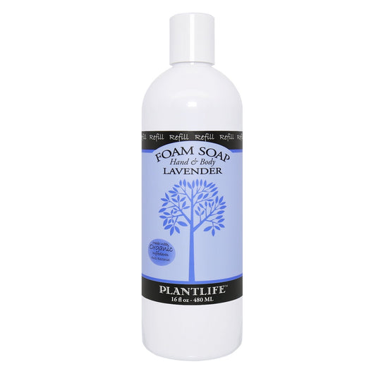 Plantlife Lavender Foam Soap Refill - Gentle, Moisturizing, Plant-based Foam Soap for All Skin Types - Ideal for use as a Hand & Body wash and Foaming Fun for Kids - Made in California 16 oz