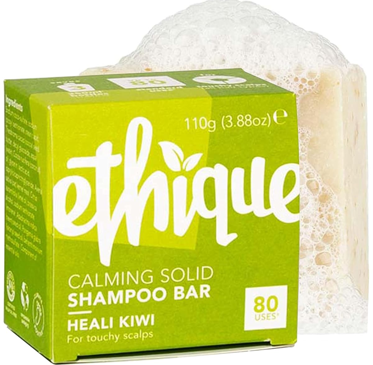Ethique Calming Solid Shampoo Bar for Dry, Itchy, Flaky, and Oily Scalps and Hair - Heali Kiwi - Vegan, Eco-Friendly, Plastic-Free, Cruelty-Free, 3.88 oz (Pack of 1)