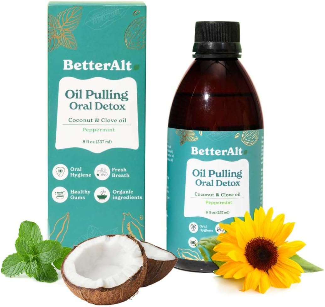 Better Alt Oil Pulling Made with Natural Ingredients for Oral Care and Teeth whitening (237 ml) - Oil Pulling for Teeth and Gums with Goodness of Coconut & Clove Oil - Peppermint