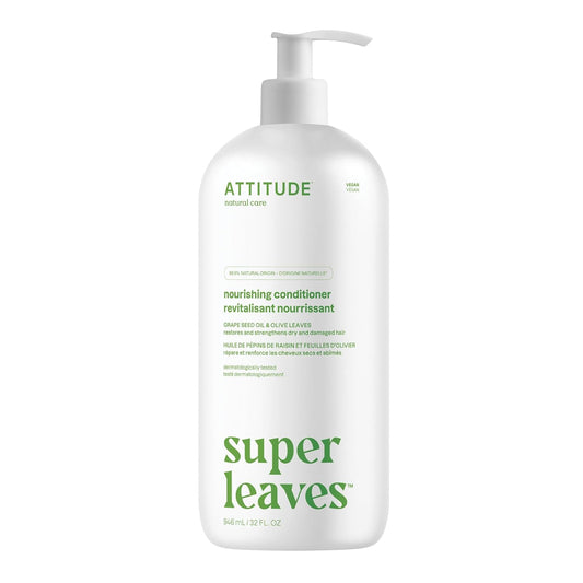 ATTITUDE Nourishing Hair Conditioner, Dermatologically Tested, Plant- and Mineral-Based, Vegan, Grapeseed Oil and Olive Leaves, 32 Fl Oz