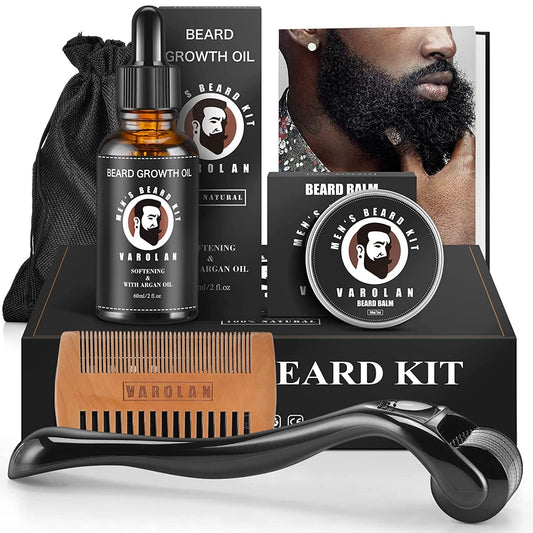 Varolan Beard Gift Kit - Beard Grooming Kit, Beard Oil (2Oz), Beard Balm, Beard Comb, Beard E-book, Storage Bag, Mustache Men's Gifts Set for Boyfriend Husband Fathers Dad Son Him Grandfather
