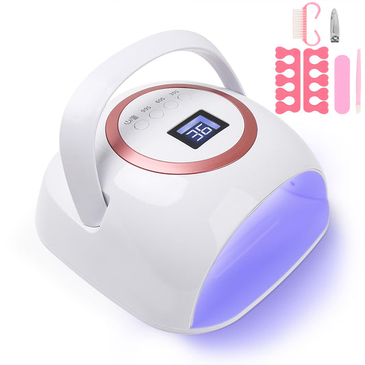 UV LED Nail Lamp 72W UV Light for Nails Rechargeable UV Nail Lamp Cordless Nail Dryers Gel Nail Polish Curing Lamps Quick Dry Salon LED Nail Lamp with Portable Handle,3 Timer,Auto Sensor,Nail Kit